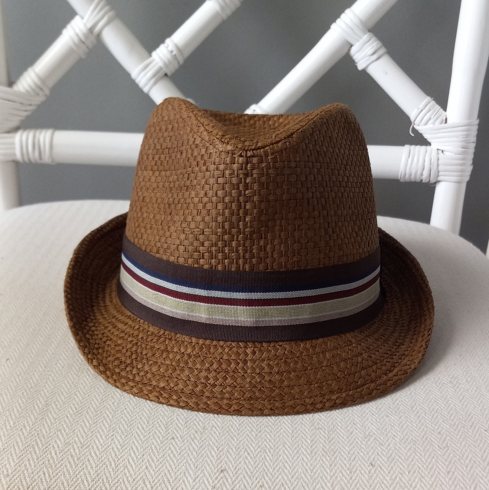 PETER GRIMM Paper Fedora with Striped Band